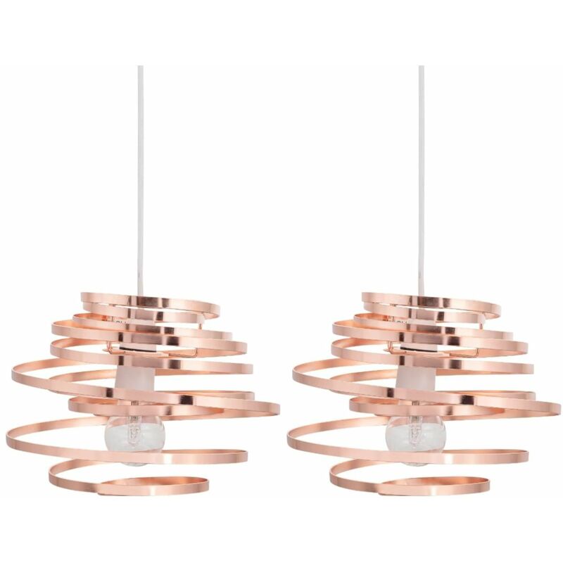 Set of 2 Copper Metal Swirl Easy Fit Light Shades