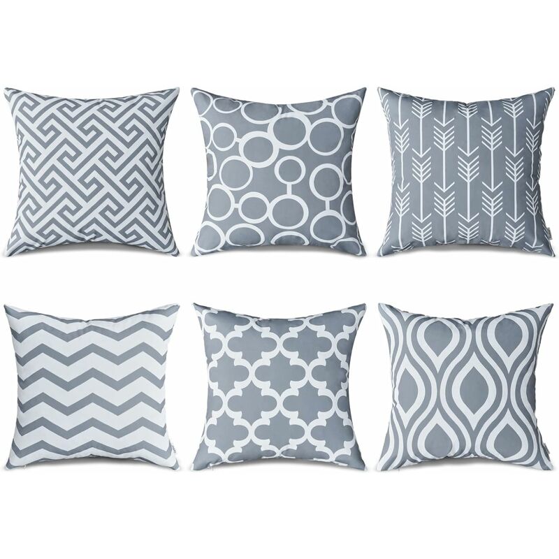 Cushion Cover 45X45 Gray And White Outdoor Garden Furniture For Sofa Scandinavian Decoration With Moroccan Geometric Pattern Square Pillow Case Set