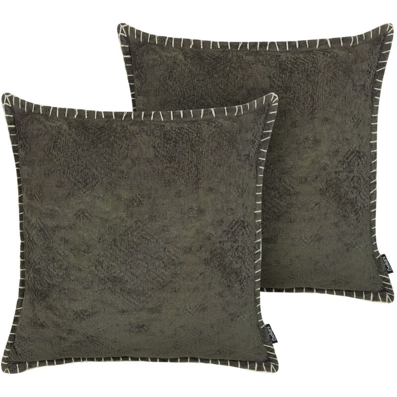 Beliani - Set of 2 Scatter Cushions Grey Vintage Ornaments Texture 45 x 45 cm Melur