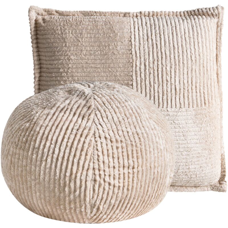Beliani Set Of 2 Decorative Cushions Light Beige Corduroy Solid Pattern 45 X 45 Cm 30 X 30 Cm Boho Décor Accessories Bedroom Living Room Maranta