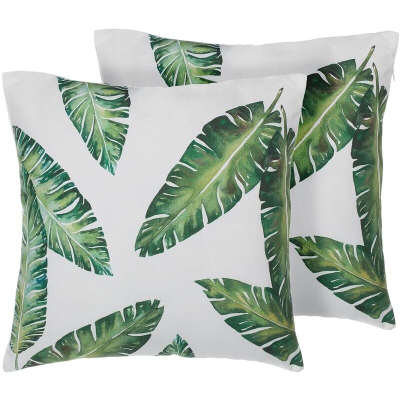 Set of 2 Decorative Pillow Cushions Cases Plant Leaf Print 45 x 45 cm Dianella