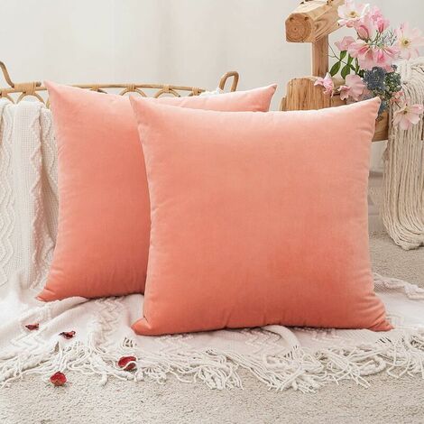 Set of 2 Decorative Velvet Cushion Covers Sofa Pillow Case Super Smooth Soft Comfortable Decoration Home Living Room Bedroom for Couch 50X50CM Reddish