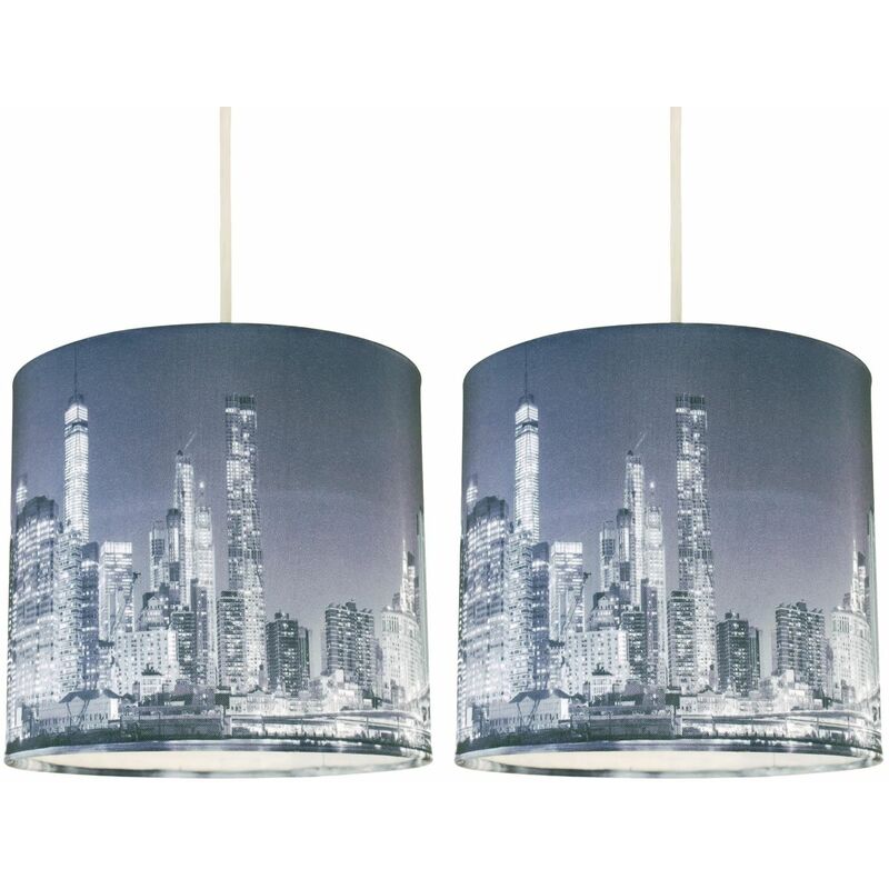 Set of 2 Digital Print New York Skyline 20cm Light Shades