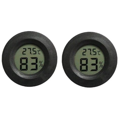 Set of 2 digital reptile thermometers - Terrarium gauge, hygrometer, for lizards, spiders, turtles, and tanks, switchable, Celsius and Fahrenheit (black)