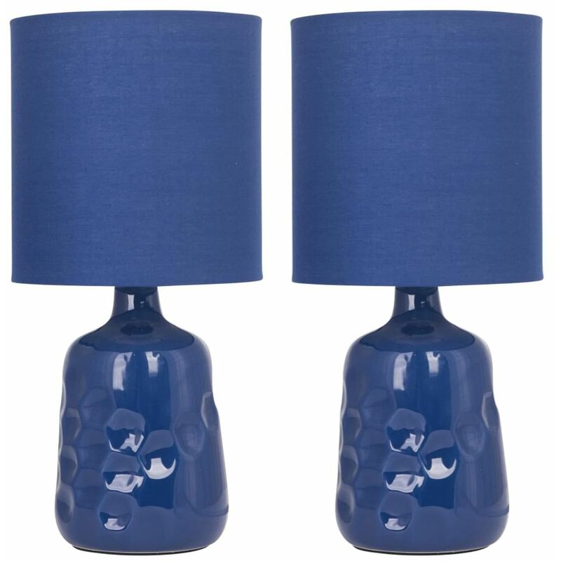 Set of 2 Dimple 29cm Navy Lamps