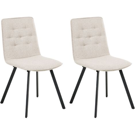 Set of 2 Dining Chairs CARVER Fabric Beige