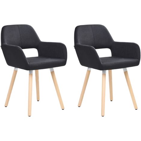 Set of 2 Dining Chairs CHICAGO Fabric Black