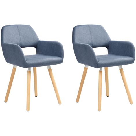 Set of 2 Dining Chairs CHICAGO Fabric Navy Blue