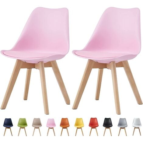 Set of 2  Dining Chairs Designer Side Chairs Wooden Home Office Commercial EVA PINK