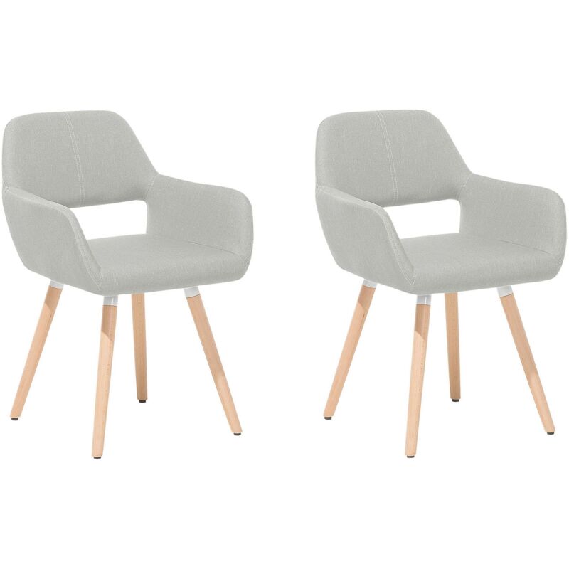 Beliani - Retro Vintage Kitchen Dining Accent Chair Set Upholstered Fabric Grey Chicago