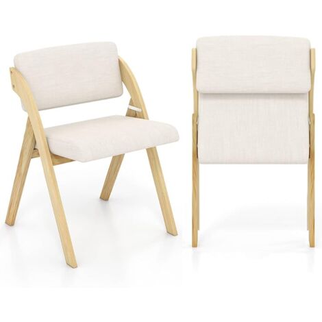 Set of 2 Dining Chairs Folding Kitchen Chair with Rubber Wood Legs