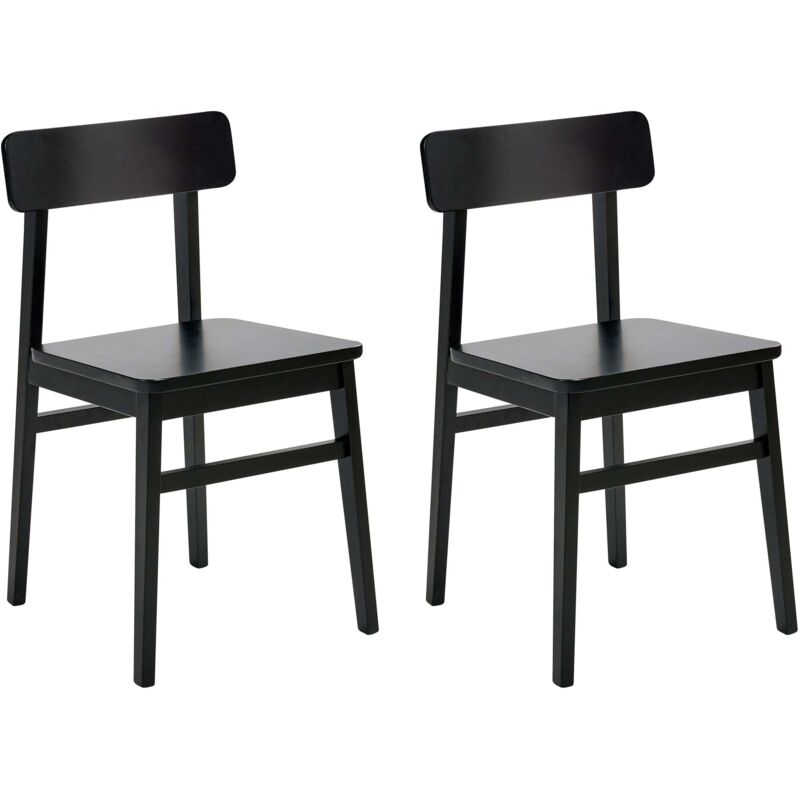 Beliani Set Of 2 Dining Chairs Black Rubber Wood Frame Dining Room Kitchen Furniture Traditional Style Gorre