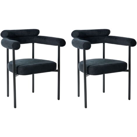 Set of 2 Dining Chairs LYNEY Fabric Black