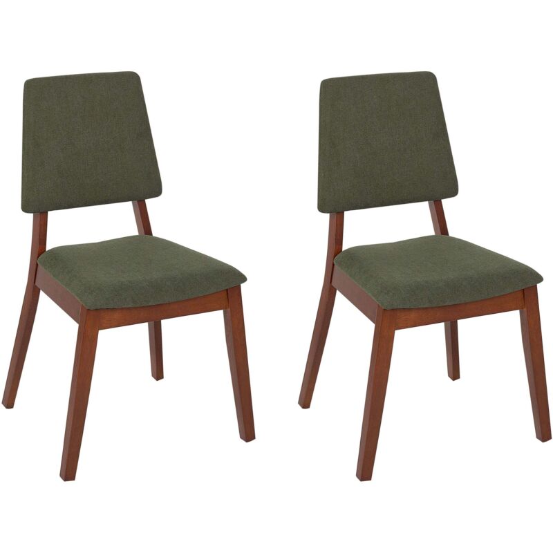 Beliani Set Of 2 Dining Chairs Merrill Wood Dark Green