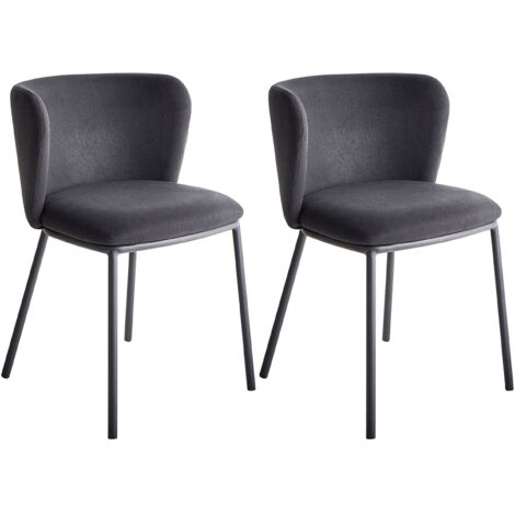 Set of 2 Dining Chairs MINA Fabric Black