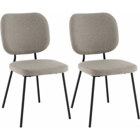 Set of 2 Dining Chairs Padded Kitchen Linen chair Armless Side Chair Curved Back