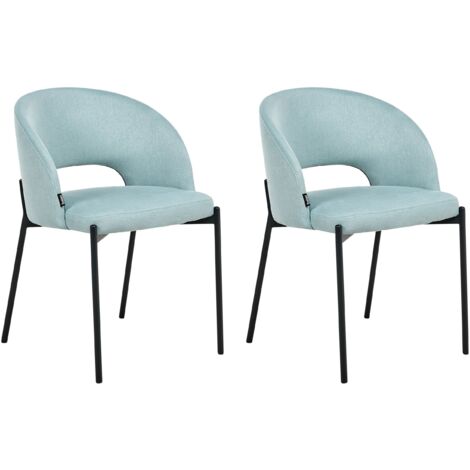 Set of 2 Dining Chairs PENNY Fabric Light Blue