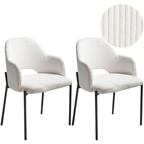 Set of 2 Dining Chairs RATON Corduroy Off-White