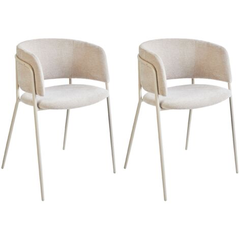 Set of 2 Dining Chairs SPRINGER Chenille Light Beige