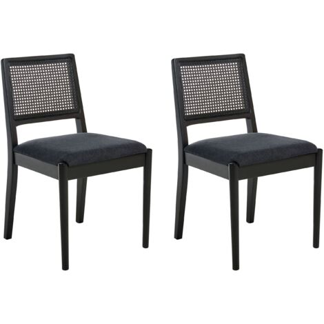 Set of 2 Dining Chairs TAMARAC Wood Black