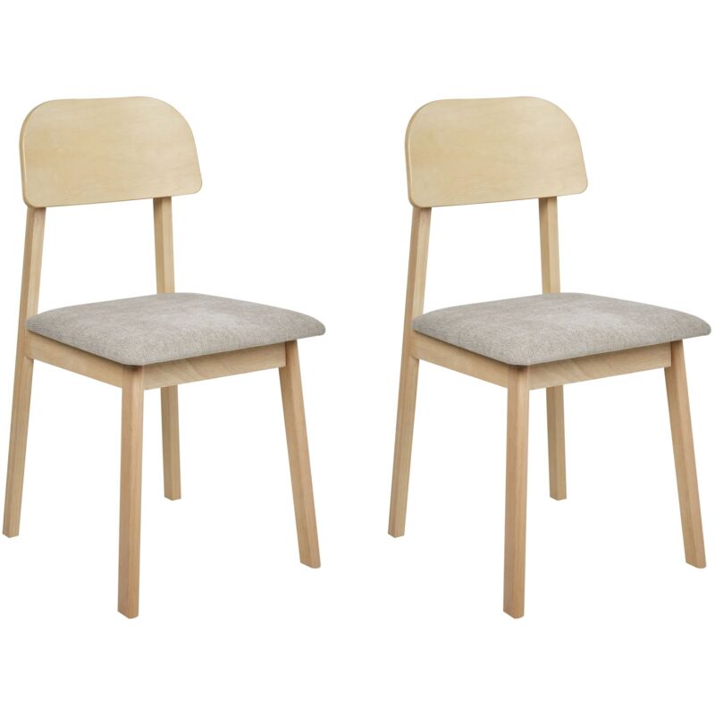 Beliani Set Of 2 Dining Chairs Scandia Wood Taupe