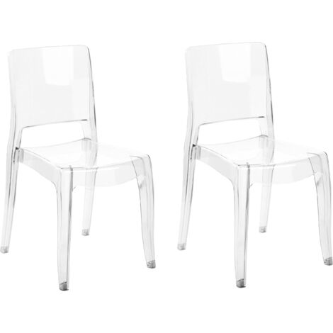 Set of 2 Dining Chairs Transparent Synthetic Backrest Armless Glossy Westbridge