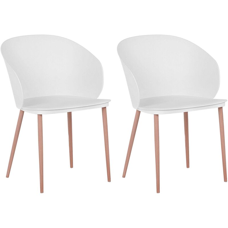 Beliani - Modern Set of 2 Dining Chairs White Metal Legs Synthetic Material Blaykee
