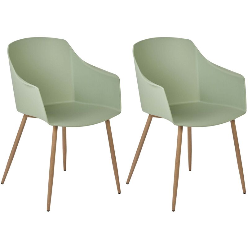 Beliani - Set Of 2 Dining Chairs Synthetic Material Light Wood Legs Light Green Fonda Ii