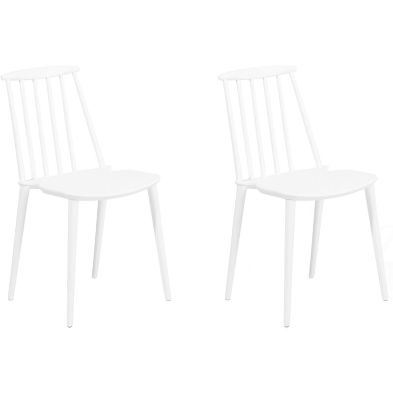 Modern Dining Chair Set Synthetic Material Spindle Back White Ventnor