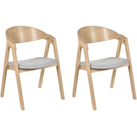 Set of 2 Dining Chairs YUBA Wood Light Grey
