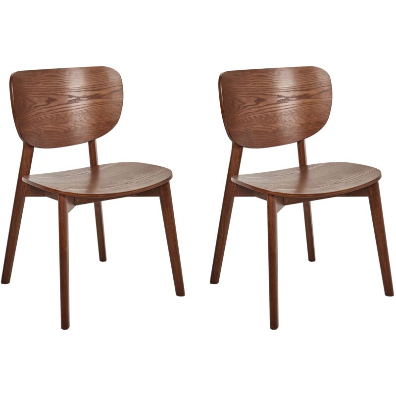 Beliani Set Of 2 Dining Chairs Overly Wood Dark Brown