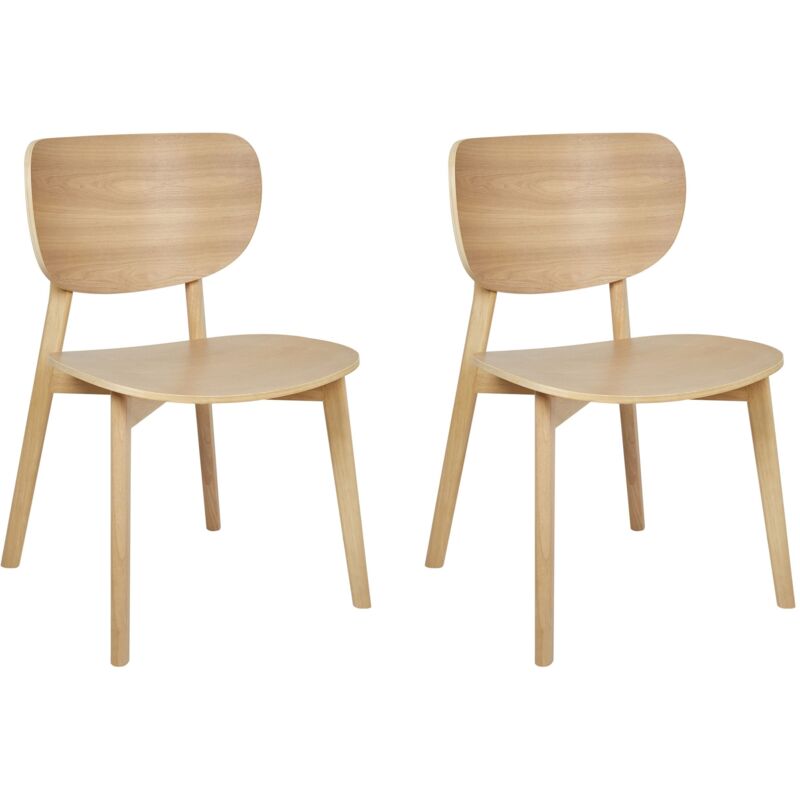 Beliani - Set Of 2 Dining Rubberwood Frame And Legs Light Wood Overly