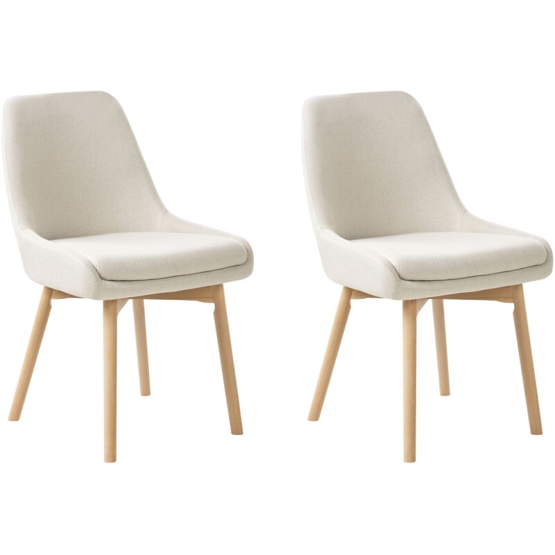 Beliani Set Of 2 Dining Chairs Melfort Fabric Off-white
