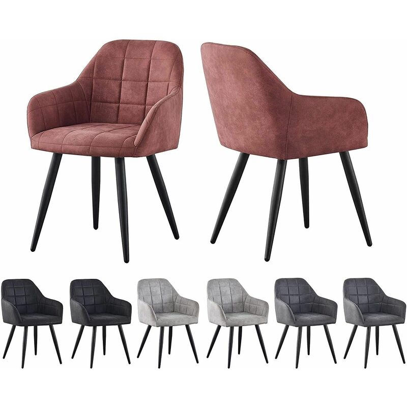 Mcc Direct - Set of 2 Faux Matte Suede Leather Dining Chairs Accent home & restaurants Adrian pink