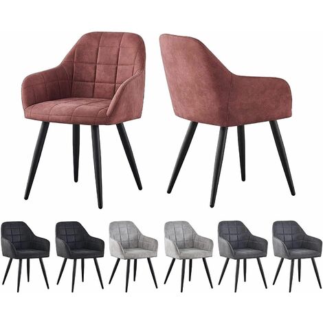 Set of 2 Faux Matte Suede Leather Dining Chairs Accent home & restaurants Adrian PINK