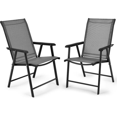 Set of 2 Folding Chairs Outdoor Dining  Garden Chairs Armchair with Armrests