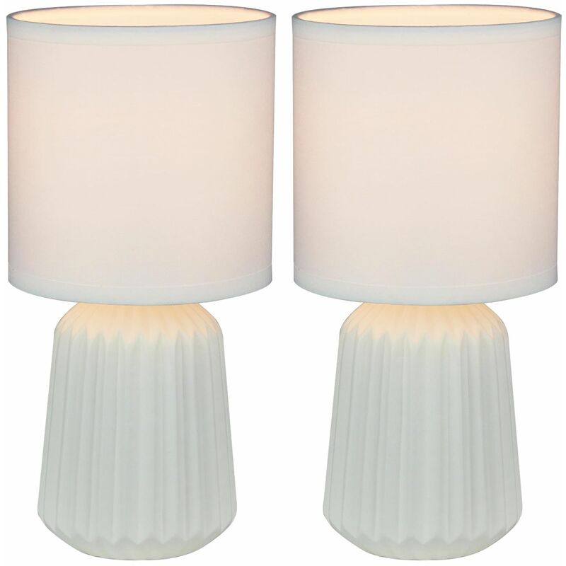 Set of 2 Fox - White Ceramic Lamps