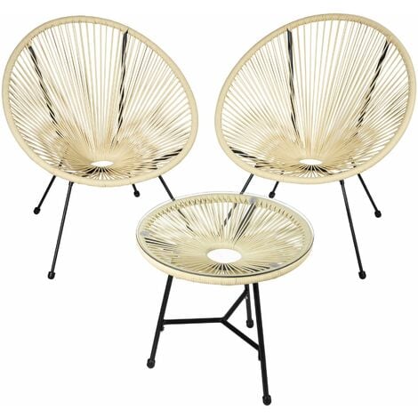 Set of 2 Gabriella chairs with table - round table and chairs, glass table and chairs, table and 2 chairs