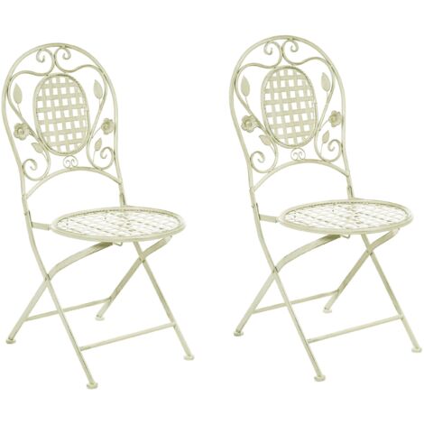 Set of 2 Garden Chairs BIVIO Folding Metal Light Green