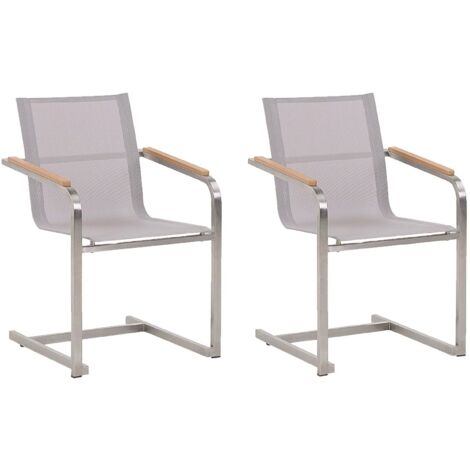 Set of 2 Garden Chairs COSOLETO Stainless Steel Beige