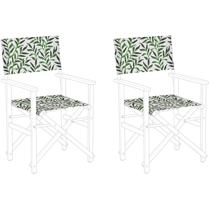 Beliani - Set Of 2 Garden Chairs Replacement Fabrics Seat And Backrest Leaves Pattern Cine