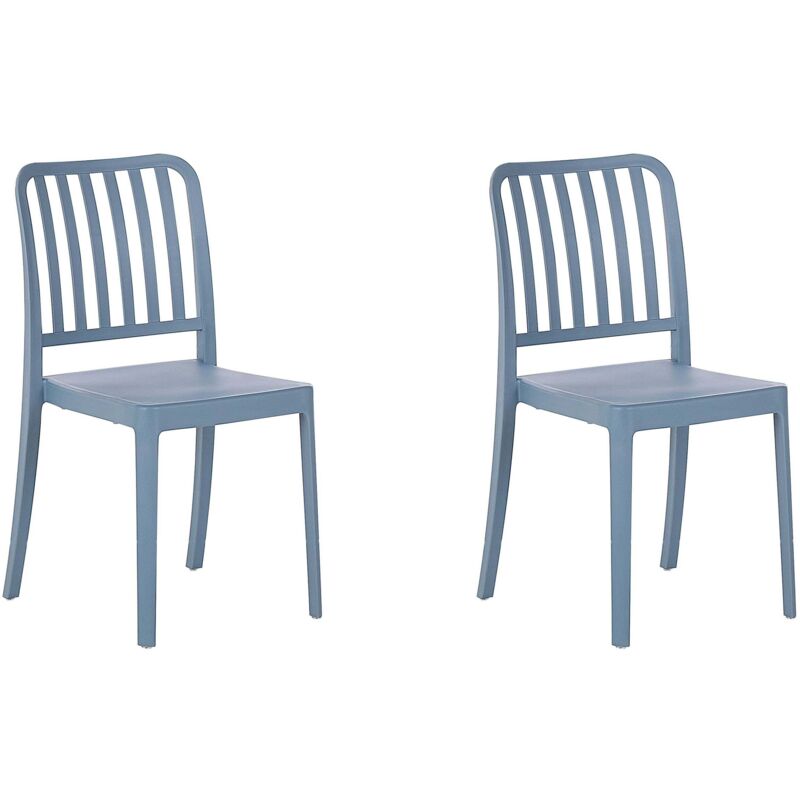 Beliani - Set of 2 Garden Dining Chairs Armless Stacking Weatherproof Plastic Blue Sersale - Blue