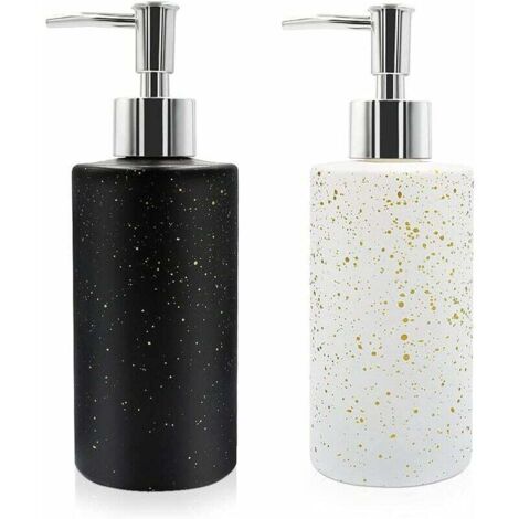 Set of 2 glass soap dispensers, 350 ml, with pump, refillable, soap dispensers for bathroom, kitchen, countertop, dishes