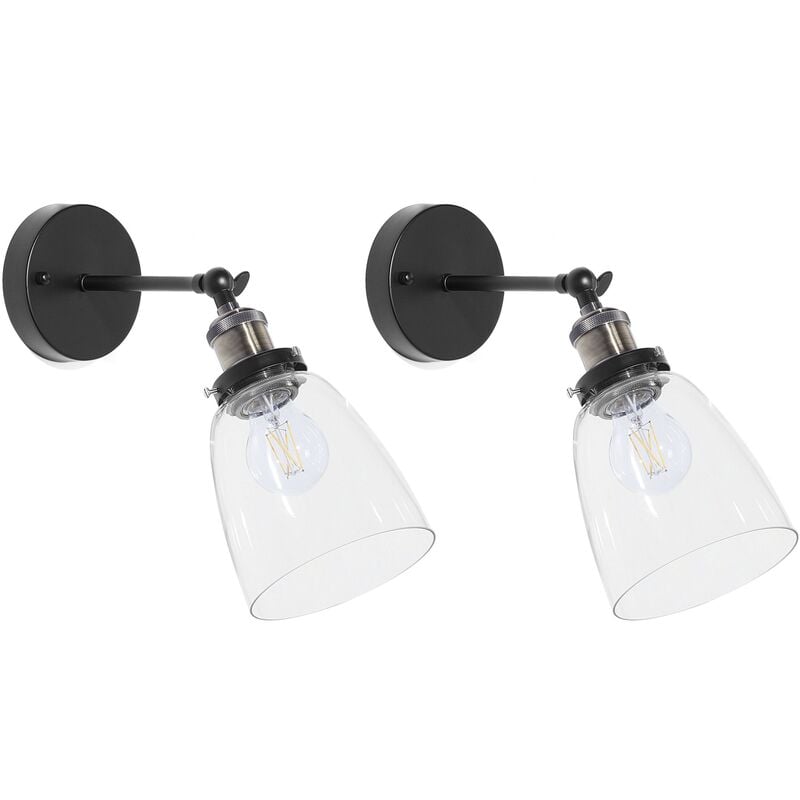 Beliani - Wall Light Transparent Black Oval Wall Mounted Glass Lamp Lovat