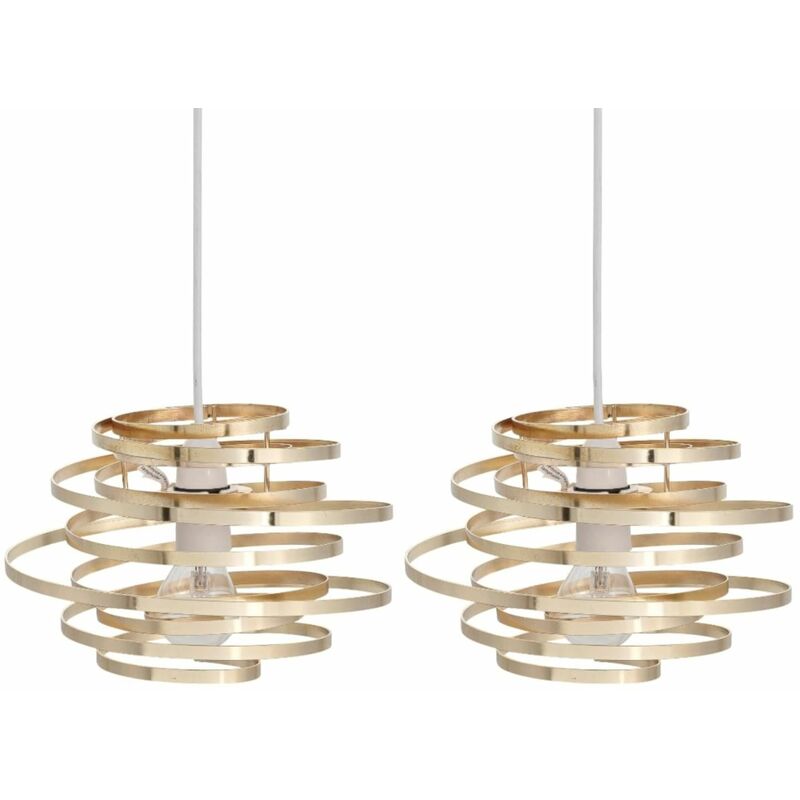 Set of 2 Gold Metal Swirl Easy Fit Light Shades