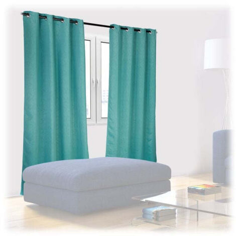 Set of 2 Green Curtains with Pattern