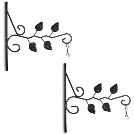Set of 2 Hanging Basket Brackets Leaves