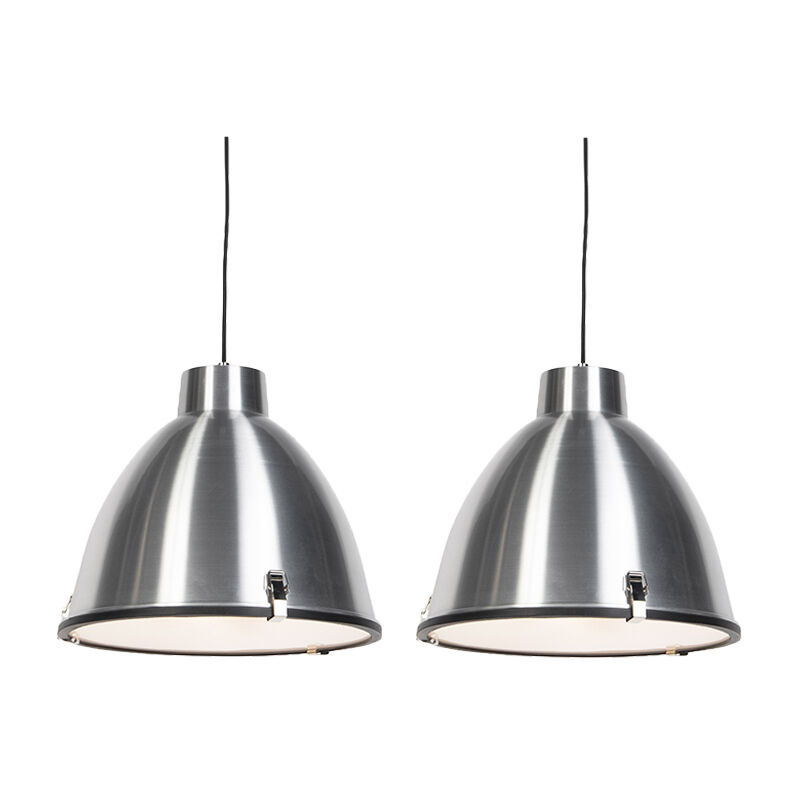 Set of 2 hanging lamps aluminum 38 cm dimmable - Anteros