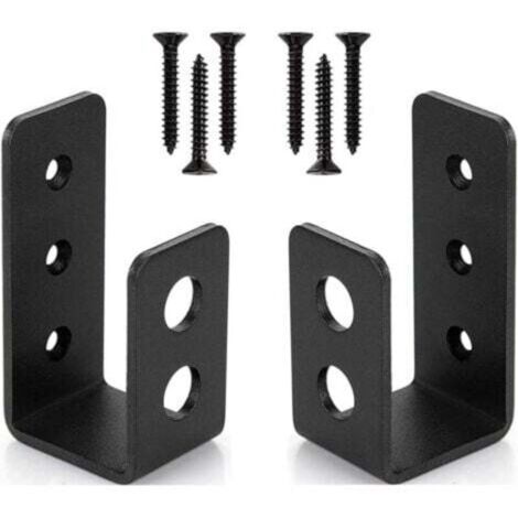 Set of 2 heavy-duty steel door brackets for 2 x 4 doors, U-shaped security bar