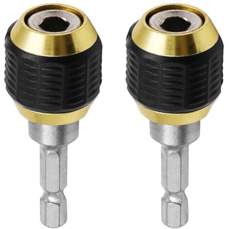 Set of 2 hexagonal shank drill bit extensions, screwdriver bit holder, extension rod, quick-release self-locking bit holder